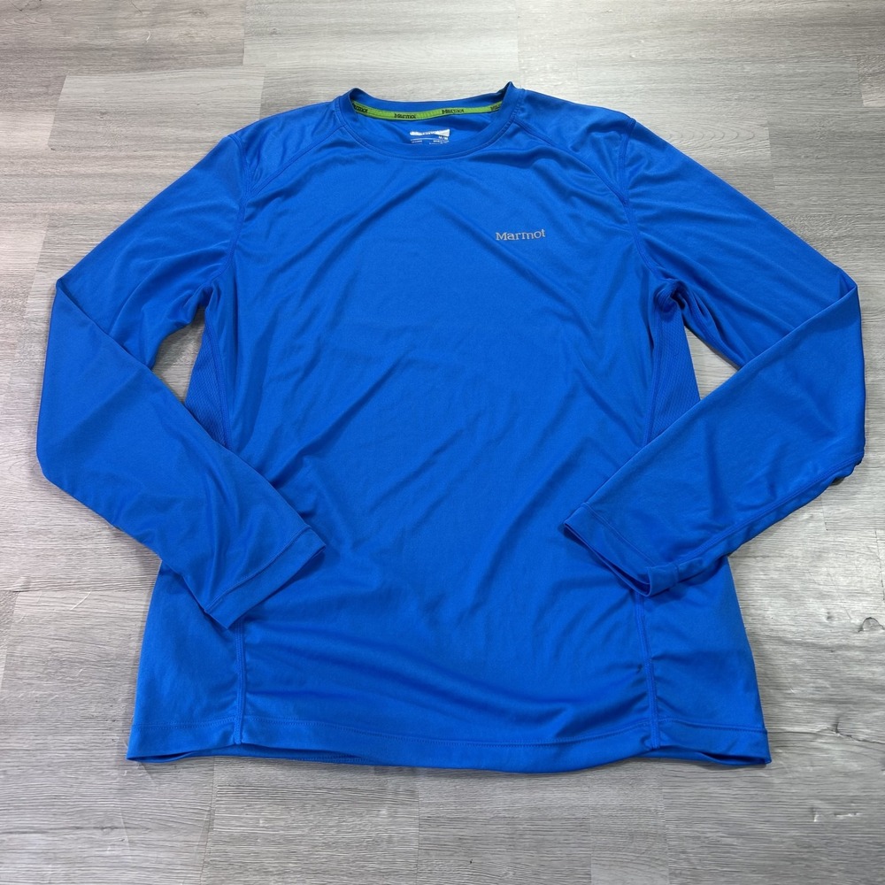 Marmot Shirt Mens Medium Blue Long Sleeve Performance Top Lightweight Hiking